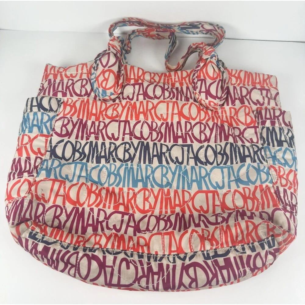 Marc by Marc Jacobs Nylon Tote Large Multicolor Graffiti Tote Bag Purse